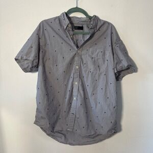 GAP Menswear Short Sleeve Button Up Shirt Striped Palm Tree Print Size XL